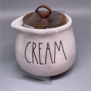 Rae Dunn White and Brown Ceramic Cream Jar